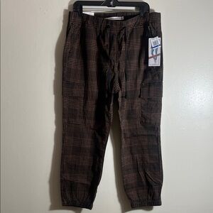 Tinseltown Brown Plaid Women's Joggers XL